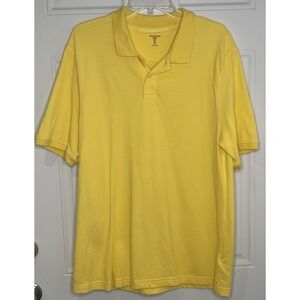 Amazon Essentials Men's Large L Bright Yellow Polo Shirt Golf Course 100% Cotton
